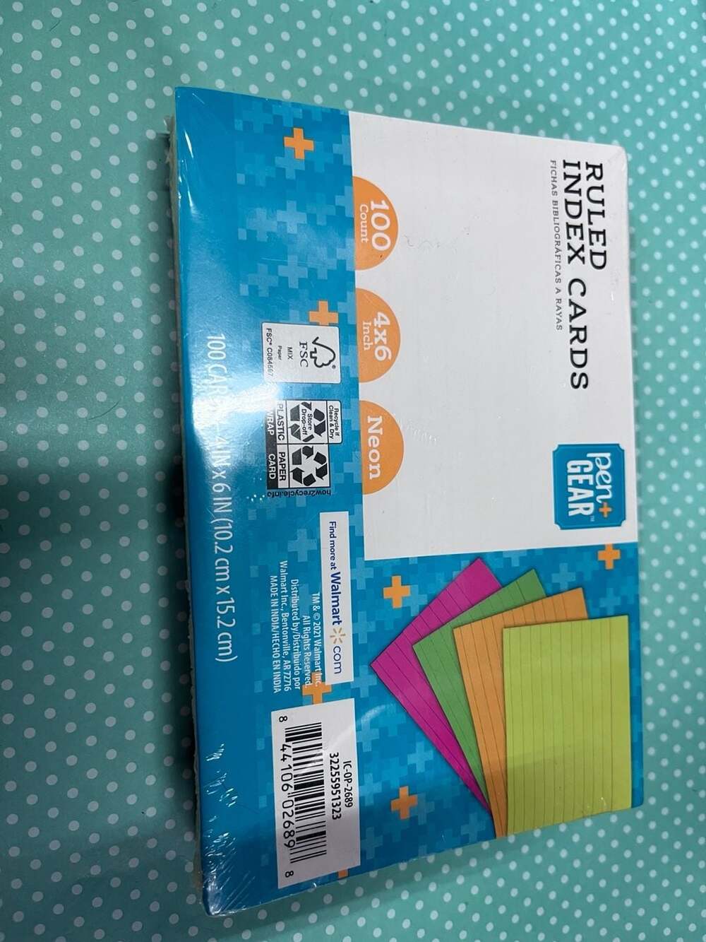 Pen+Gear Neon Ruled Index Cards, 4x6 Inches, 100 Count